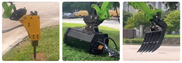 Electric Mini Excavator 18E Characteristics Attachments